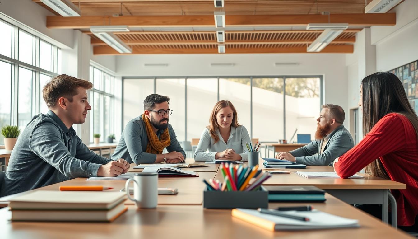 Student using a study guide to organize academic notes
